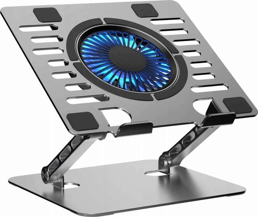 Mbajtëse laptopi Art P12, alumin, me ftohje (1 ventilator), LED, rregullim lartësie+këndi, 10-17.3", argjendtë