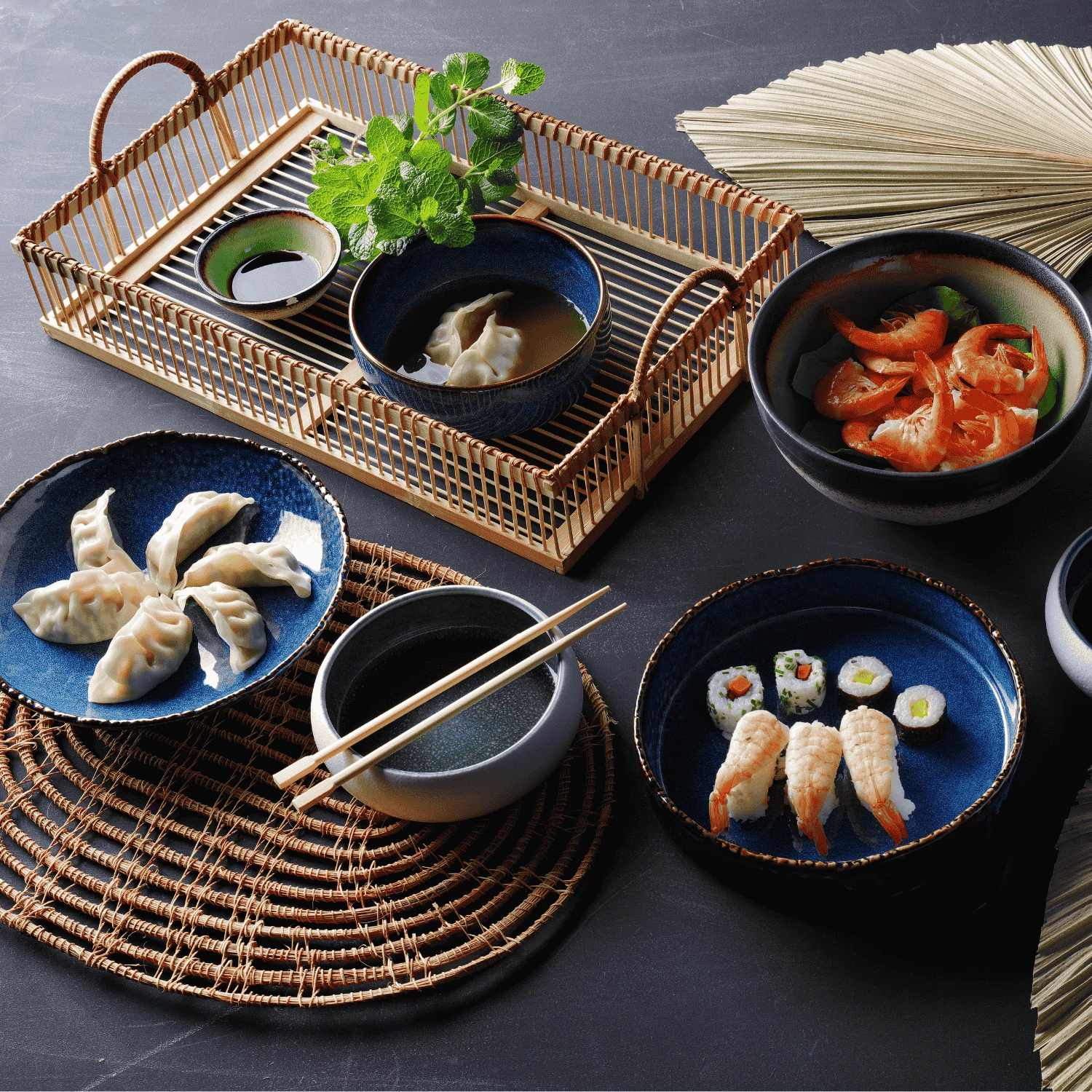 Tas porcelani Fine Dine Eminence Ø150mm, blu, set 3 copë