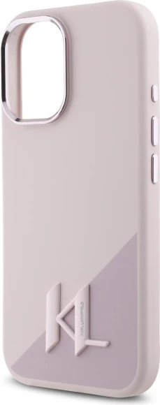 Mbështjellës Karl Lagerfeld Silicone Shadow Metal Initial MagSafe për iPhone 16, Rozë