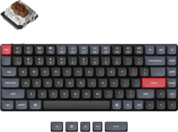 Tastierë mekanike Keychron K3 Pro, wireless, low profile, Gateron Brown, 84 taste, e zezë