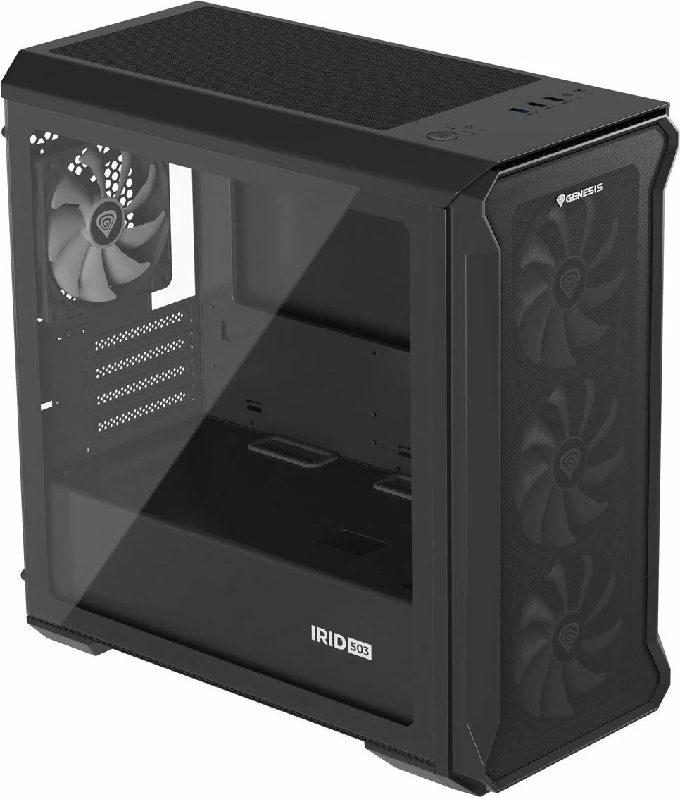 Kasë GENESIS Irid 503 ARGB V2 NPC-1559 Micro Tower, Micro-ATX/Mini-ITX, x4 ventilatorë ARGB 120mm, e zezë