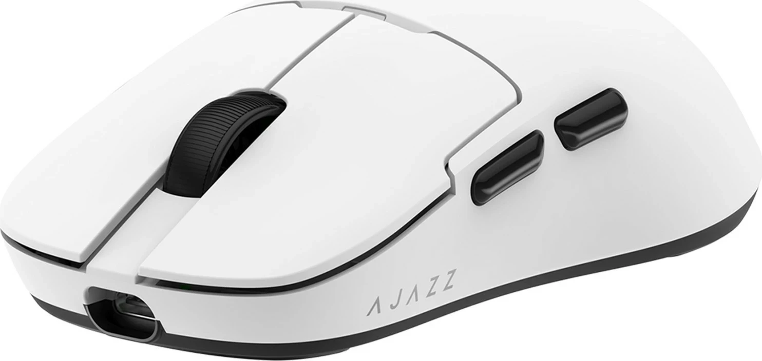 Maus pa kabllo Ajazz AJ159 Pro, PAW3395, 26000 DPI, 8K Hz, me dock karikimi, i bardhë