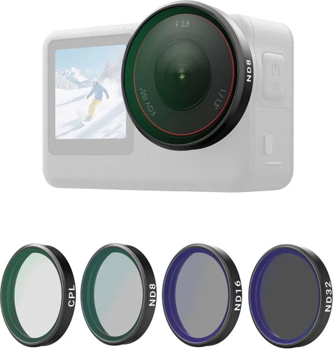 Set filtrash për kamerë aksion Telesin S5-FLT-40 CPL/ND8/ND16/ND32 për DJI Osmo Action 6, set 4 copë