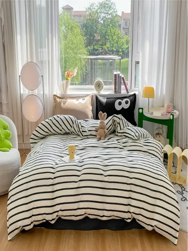 Set mbulesash për dyshek dopio, L'essentiel, Funny, ngjyrë e zezë dhe kafe