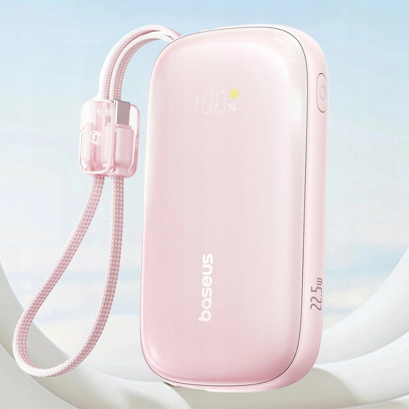 Powerbank Baseus EnerFill FC21 Qpow 3 Ultra 20000mAh 22.5W me display, rozë, me kabllo të ndashme