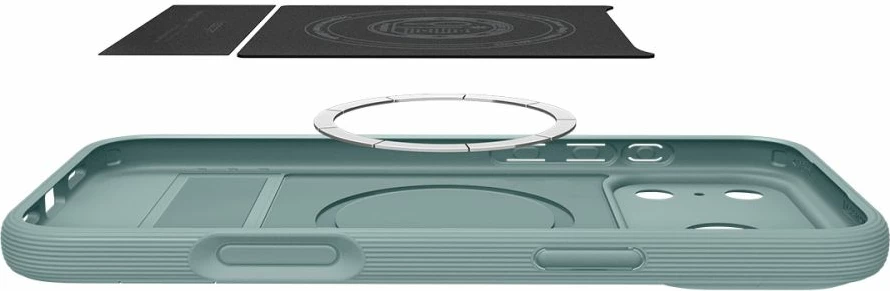 Mbështjellës Spigen Parallax S MagSafe për iPhone 17 Pro Max me stendë të palosshme, TPU, jeshile