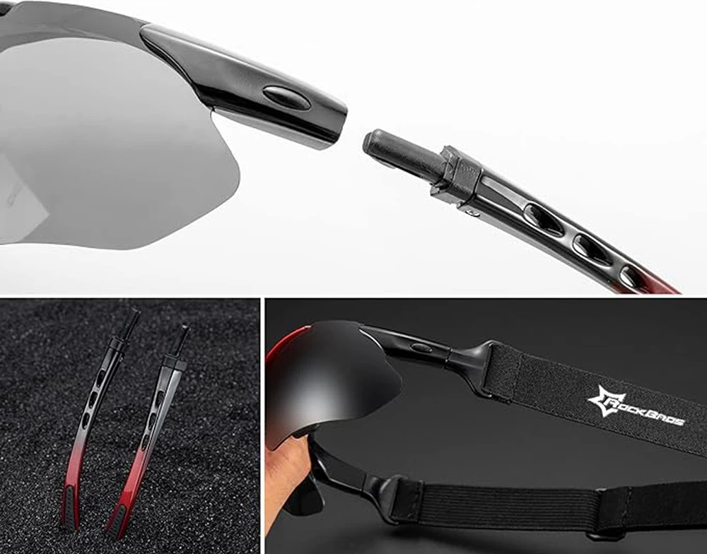 Syze çiklizmi Rockbros 10141, foto-kromatike, UV400, të kuqe