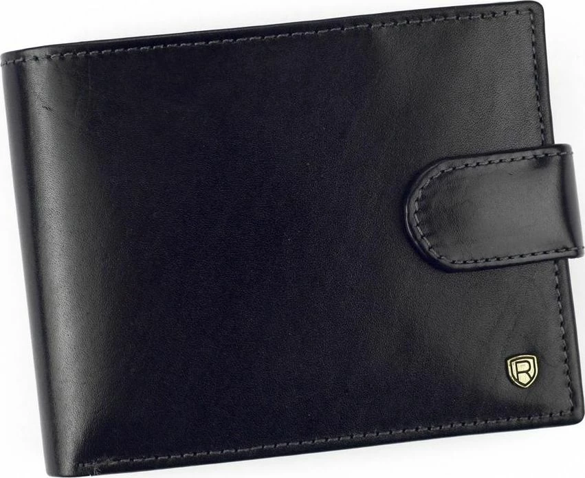 Kuletë për meshkuj Rovicky N992L-RVT, lëkurë natyrale, RFID, horizontale, e zezë, me kuti dhuratë