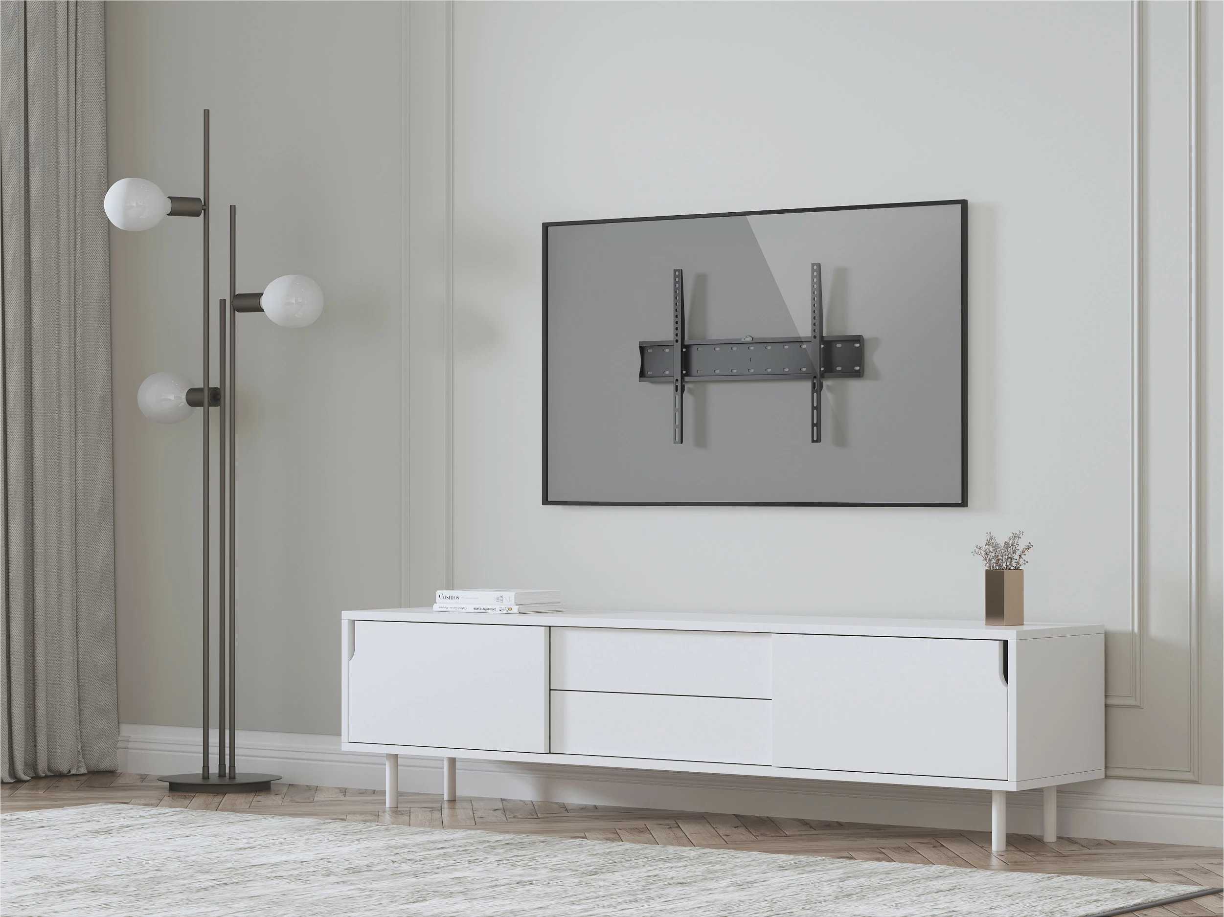 Mbajtëse muri për TV/Monitor EQUIP 37"-70", VESA 600x400, 40kg, e zezë