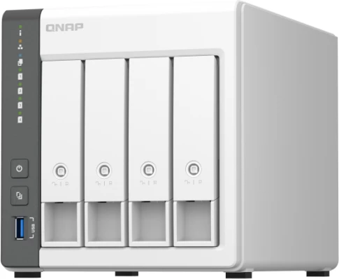 server NAS QNAP TS-433-4G, 4 disqe, 4GB RAM, 2.5GbE, i bardhë/gri