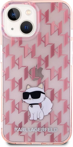 Mbështjellës Karl Lagerfeld Monogram Choupette për iPhone 15, Rozë