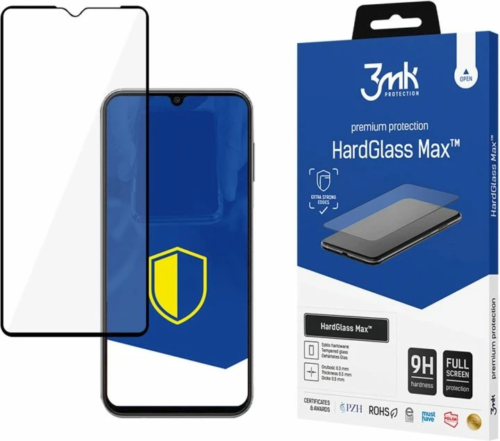 Mbrojtës xhami i fortë 3mk HardGlass Max për Samsung Galaxy A14 4G/5G, i zi