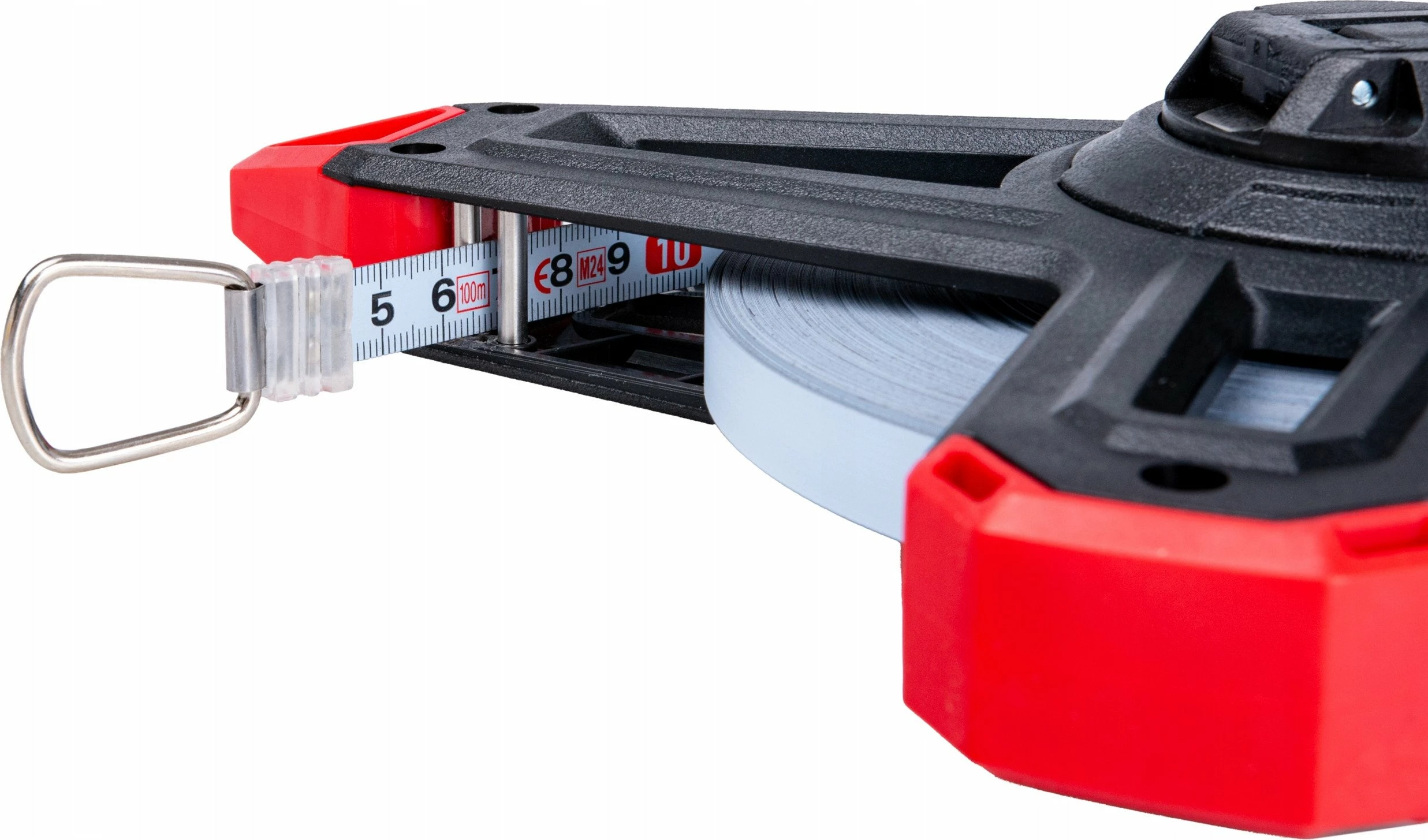 Metër shirit çeliku Tvardy T00364 100 m, 12.5 mm, cm/mm, kuqe/zezë, paketim 10 copë