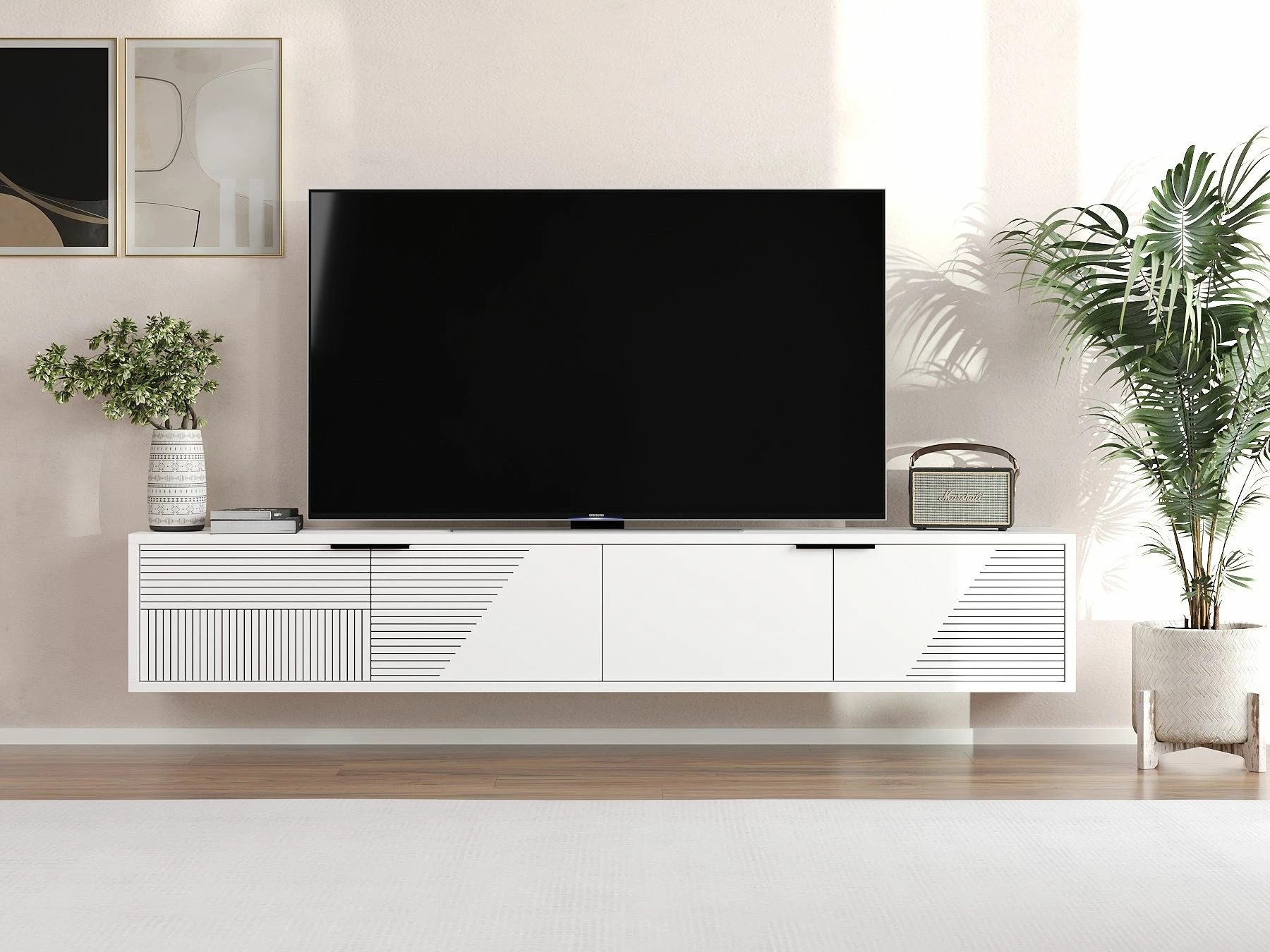 Komodë TV Skye Decor, Parla, e bardhë