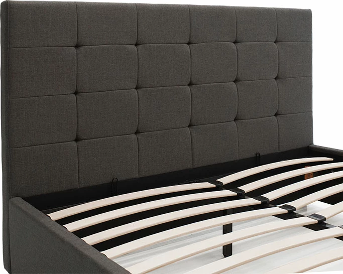 Krevat dopio Roi me hapësirë ruajtëse, ngjyrë gri e errët, 160x200cm