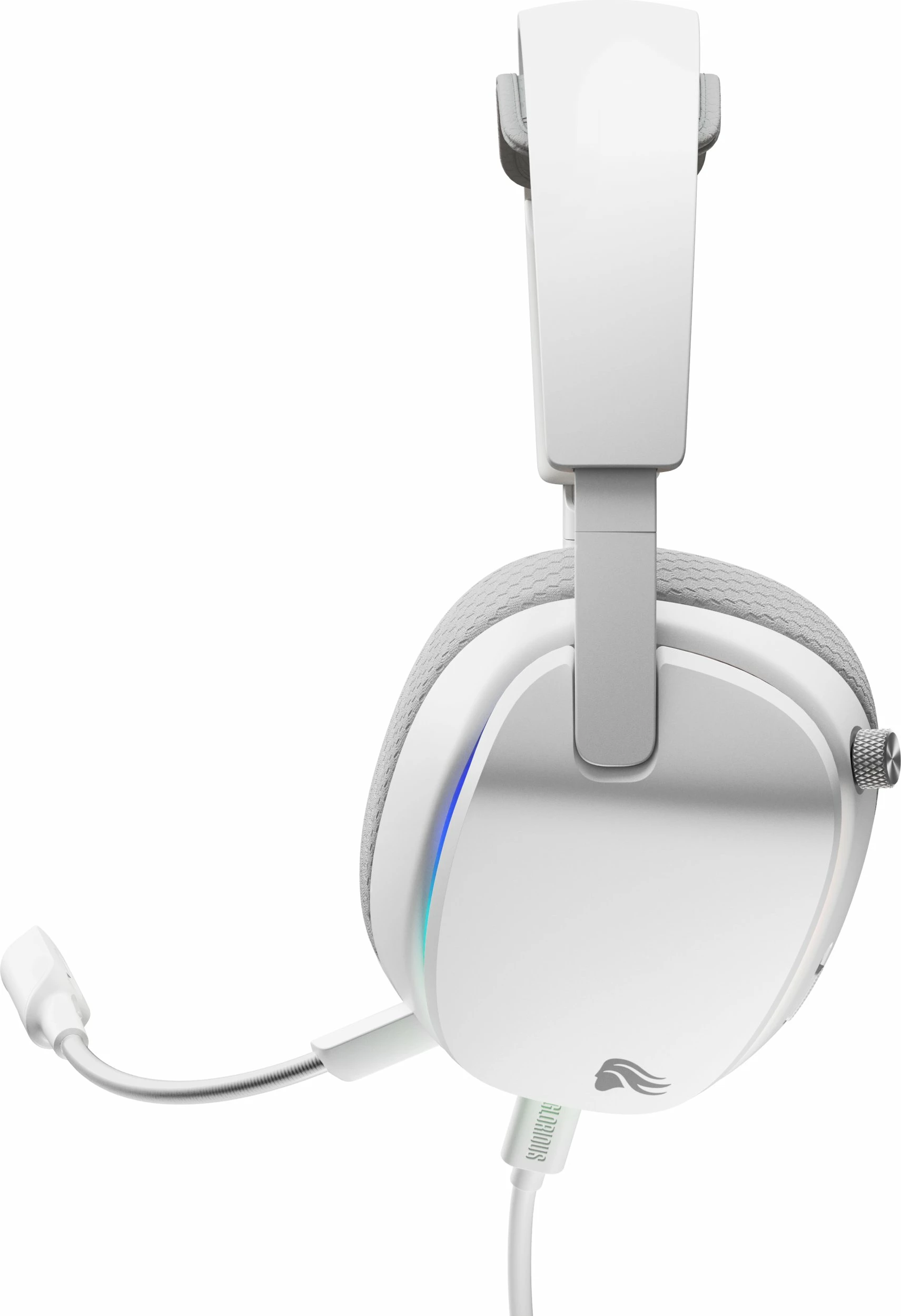 Kufje gaming Glorious GHS Eternal RGB, me mikrofon të shkëputshëm, 40 mm, me kabllo 3.5 mm/USB-C, të bardha