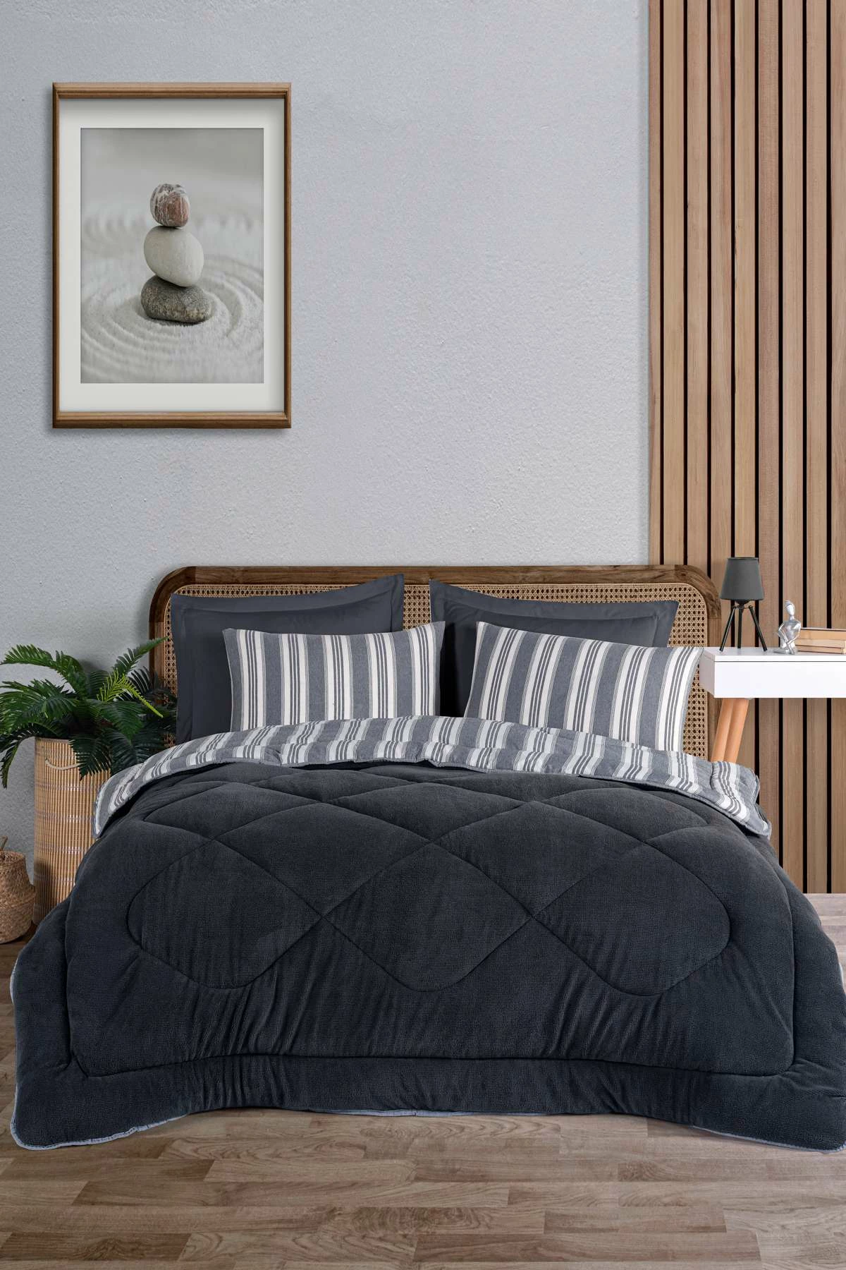 Set këllëfësh jastëku (2 copë), L'Essentiel Linge de Maison, Soft Line, antracit