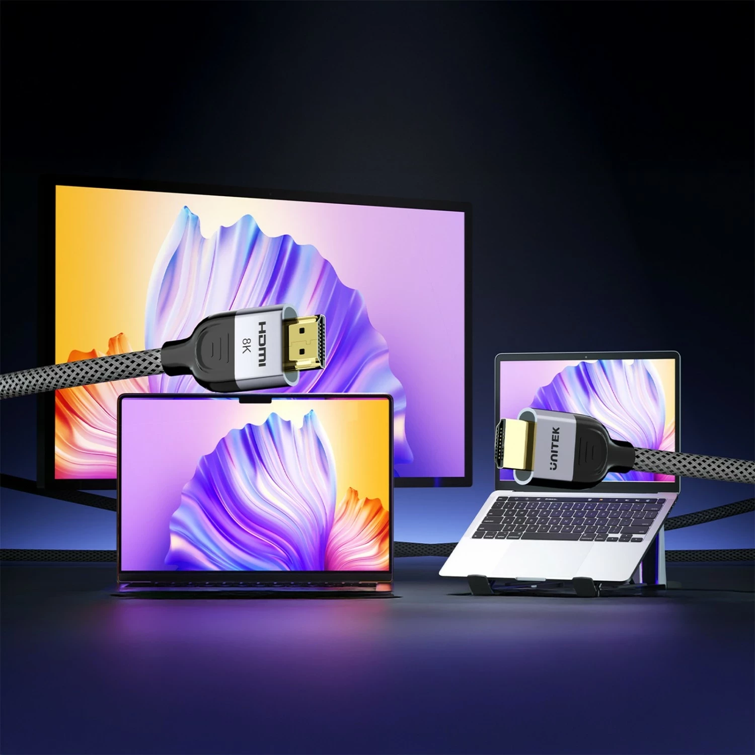 Kabëll HDMI Unitek HDMI 2.1, 2 metra, 8K, oplot, zi-gri