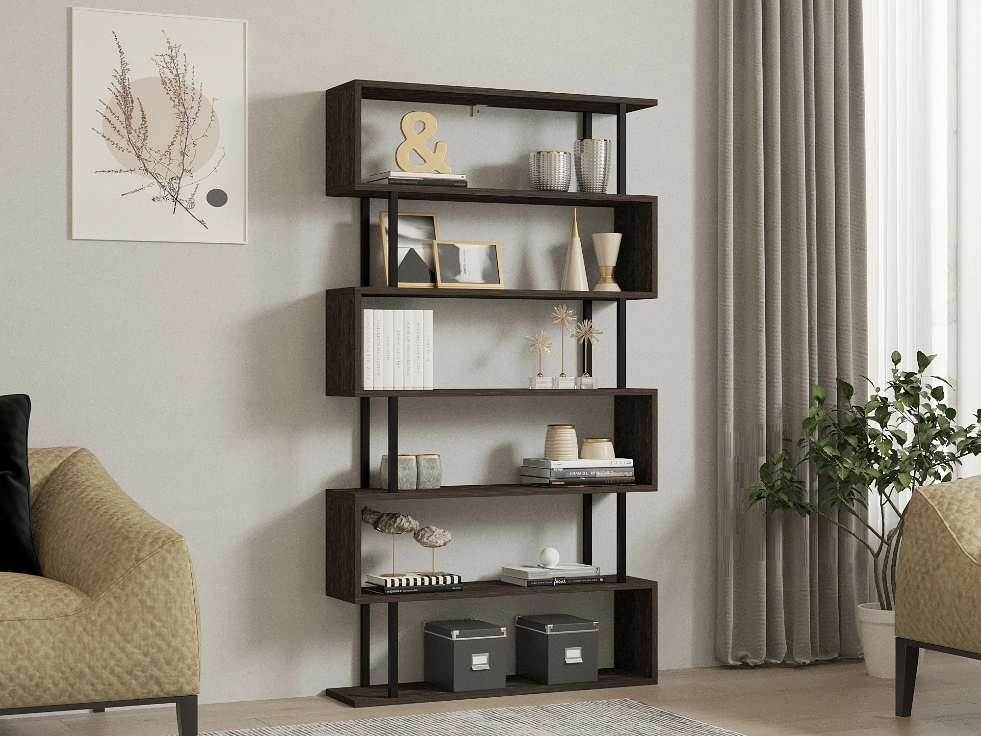 Raft librash Hanah Home, Hector, ngjyrë antracit