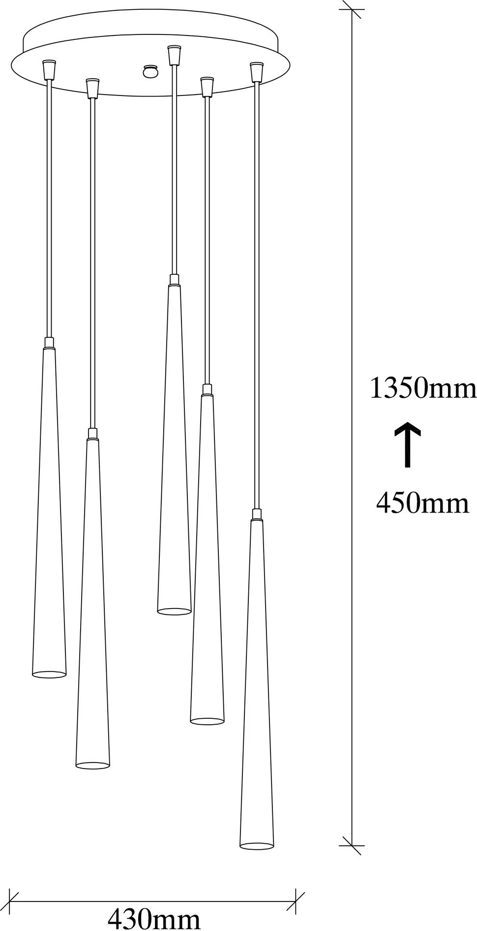 Llambë tavani Opviq, Uğur - 6073, e zezë, lartësi e rregullueshme, 5x3W LED