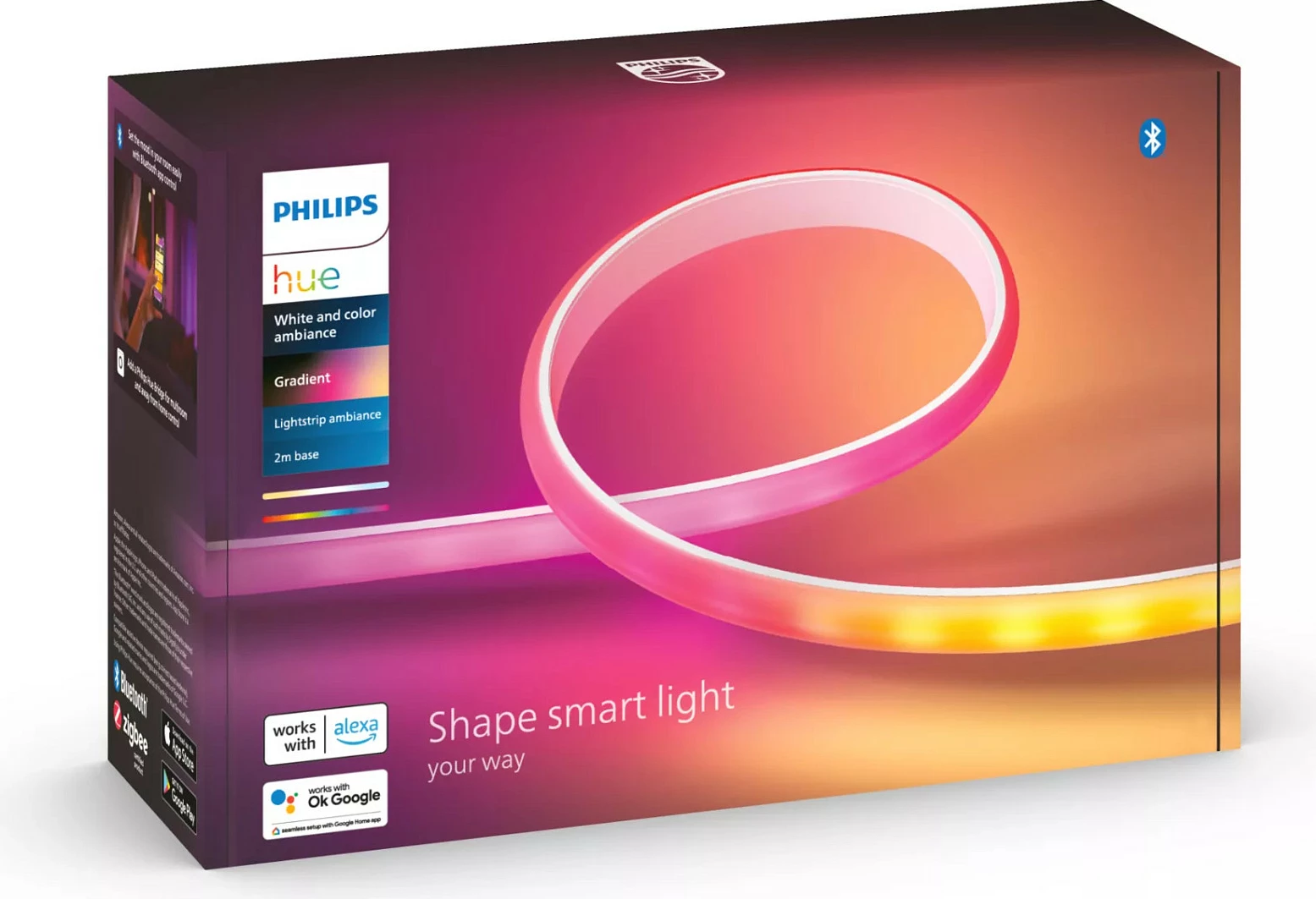 Dritë LED Philips Hue White and colour ambience Gradient lightstrip 2 metra, Bluetooth/Zigbee, e bardhë, LED, Silikon