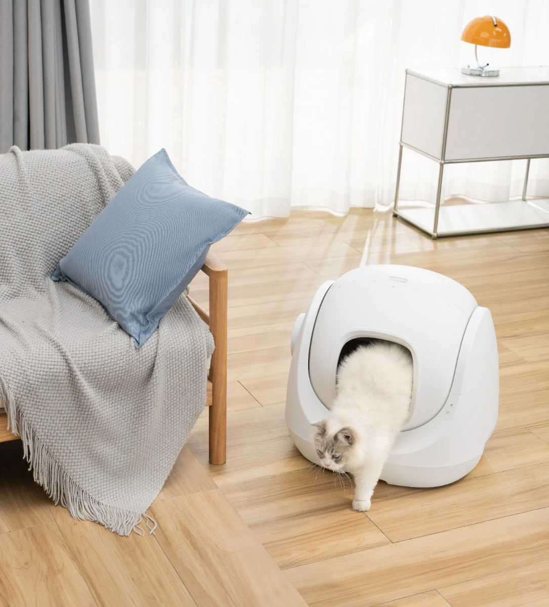 Kuti inteligjente vetëpastruese për rërë mace Catlink Baymax, WiFi, 7 L, e bardhë