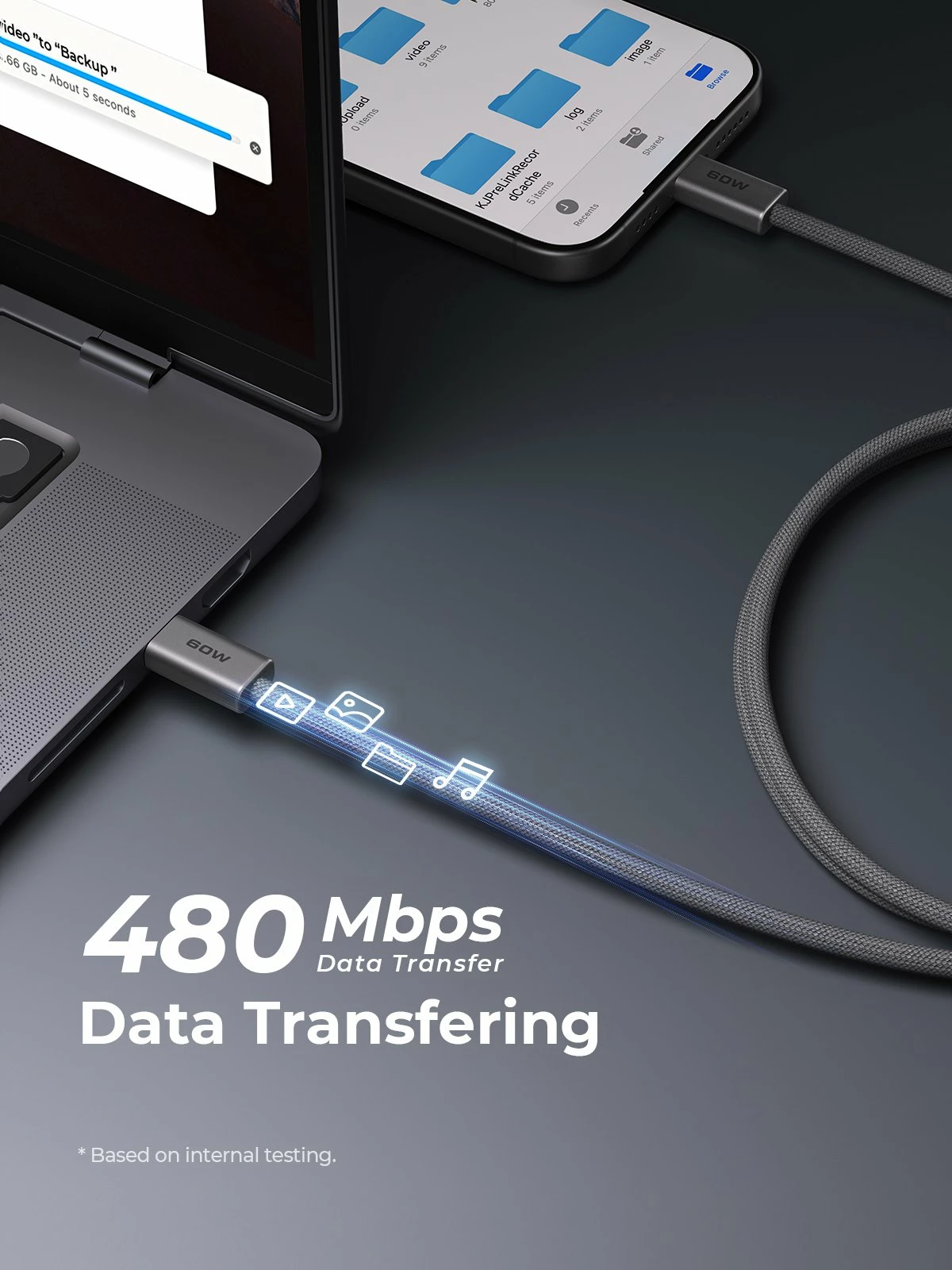 Kabllo USB-C në USB-C Aukey CB-DCC061 1 m 60W, gri