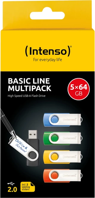 USB stik Intenso Basic Line Multipack 64GB USB 2.0, 5 copë, shumëngjyrëshe