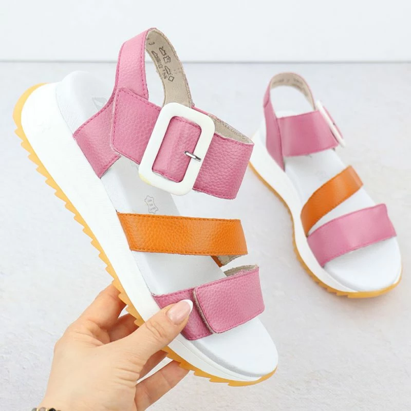 Sandale me taka të larta Rieker W2950-31, rozë