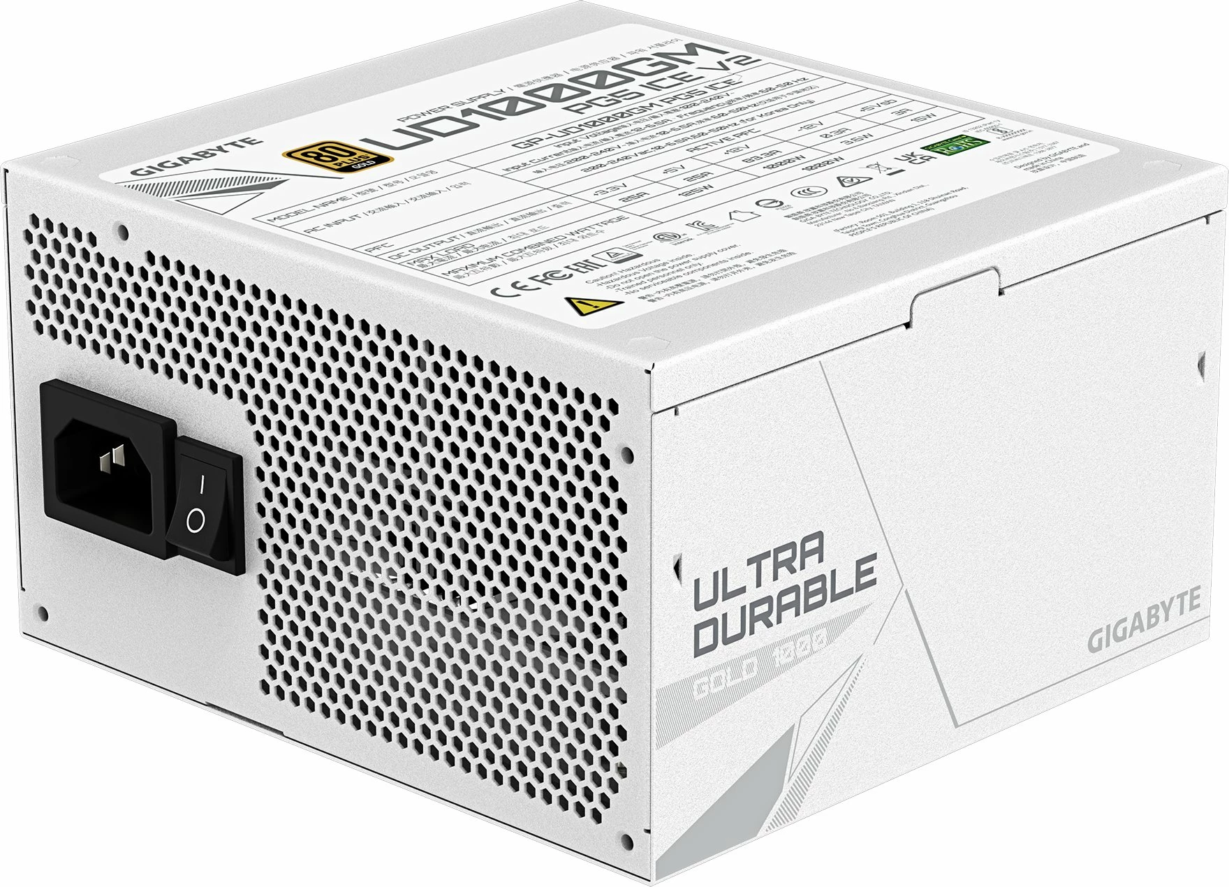Furnizues energjie Gigabyte UD1000GM PG5 V2 ICE 1000W 80 Plus Gold ATX 3.1 full modular i bardhë