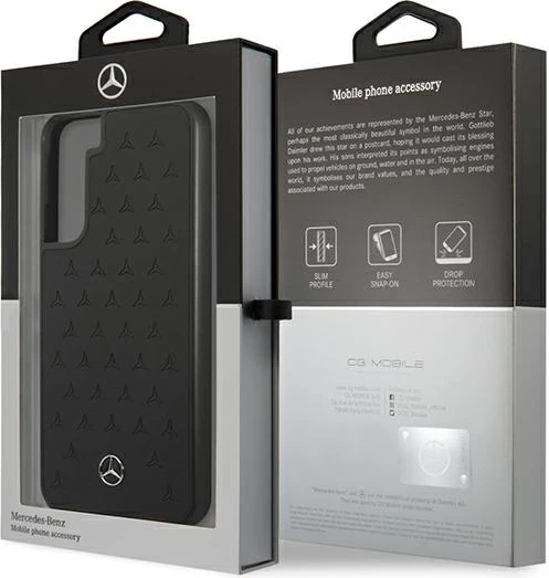 Mbështjellës Mercedes MEHCS22MPSQBK për Samsung Galaxy S22+, lëkurë, i zi