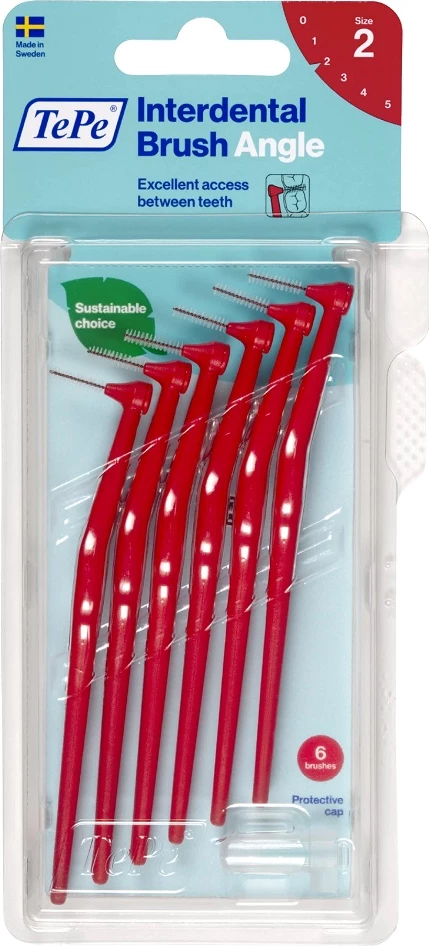 Furça ndërdhëmbësh TePe Angle 0.5mm, 6 copë, e kuqe