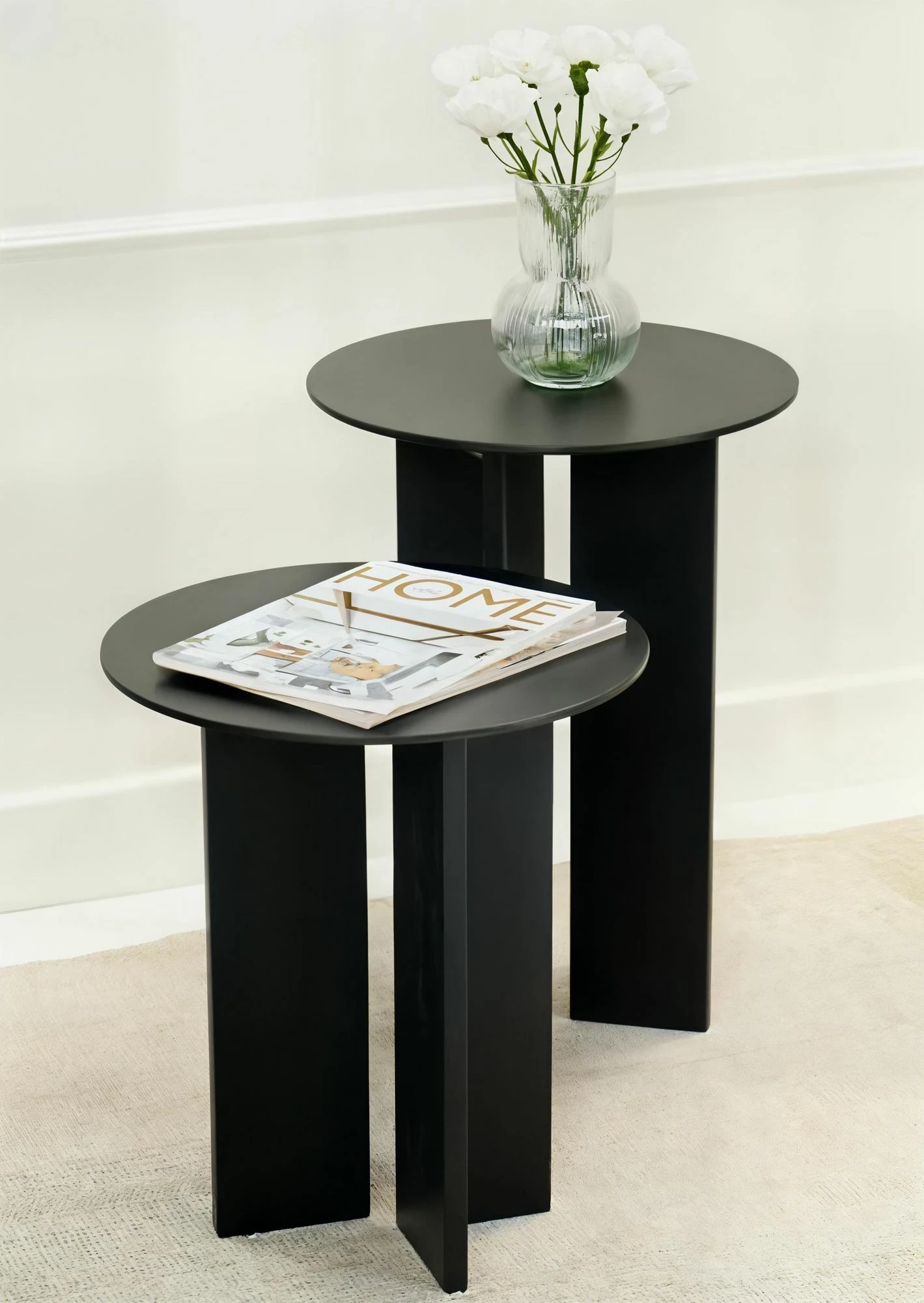Set tavolinash kafeje Skye Decor, Leo (55 + 45), ngjyrë e zezë