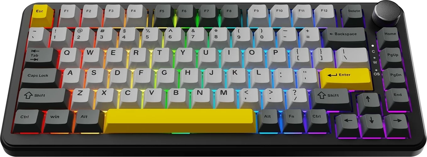 Tastierë mekanike Ajazz AK820 MAX, 75%, switcha magnetik, RGB, me kabllo, gri-zi/verdhe