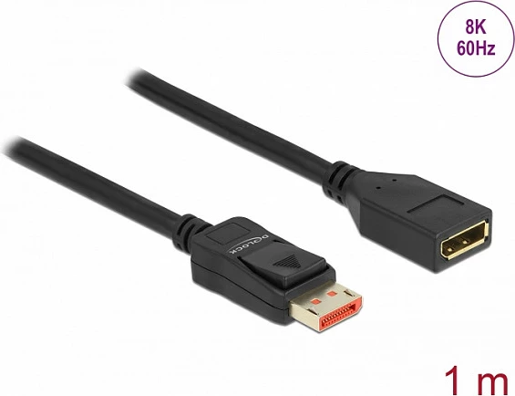 Kabllo zgjatëse DisplayPort DeLOCK 1 m, 8K 60 Hz, DP 1.4, e zezë