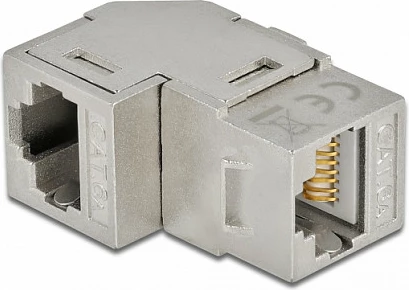 Modul Keystone DeLOCK RJ45 Cat6A, femër-femër, 90° i kënduar, argjend/bardhë
