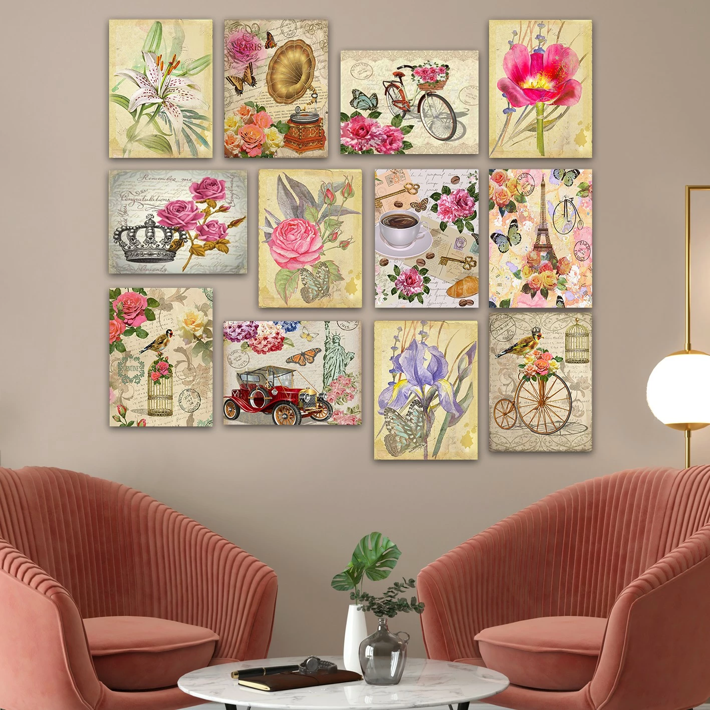 Piktura dekorative MDF (12 copë), Wallity, 12MDF31YS