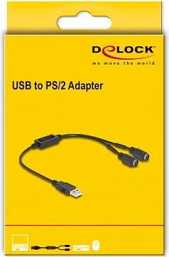 Adapter kabllo DeLOCK USB-A në 2x PS/2 (Mini-DIN 6-pin), 0.43 m, e zezë
