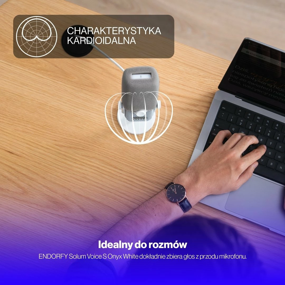 Mikrofon Endorfy Solum Voice S Onyx White (EY1B015), USB-C, kardioid, dalje 3.5 mm, i bardhë