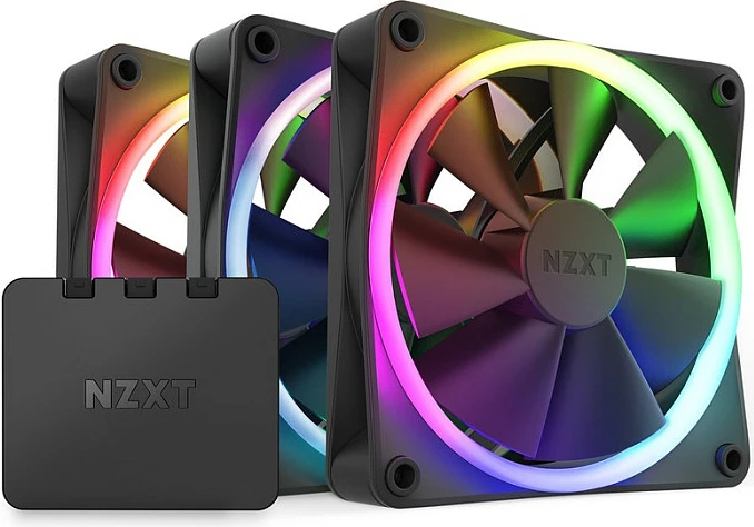 Set 3 ventilatorë kasë NZXT F120 RGB, 120mm, PWM 500-1800RPM, me kontrollues, i zi