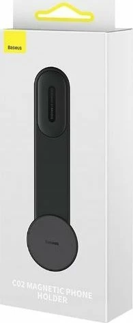 Mbajtës telefoni magnetik Baseus C02, për kroskot, 360° rrotullim, i zi, set me 2x shirit 3M