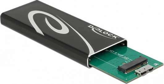 Kasë eksternë DeLOCK për SSD M.2 SATA Key B, USB 3.2 Gen 2, e zezë