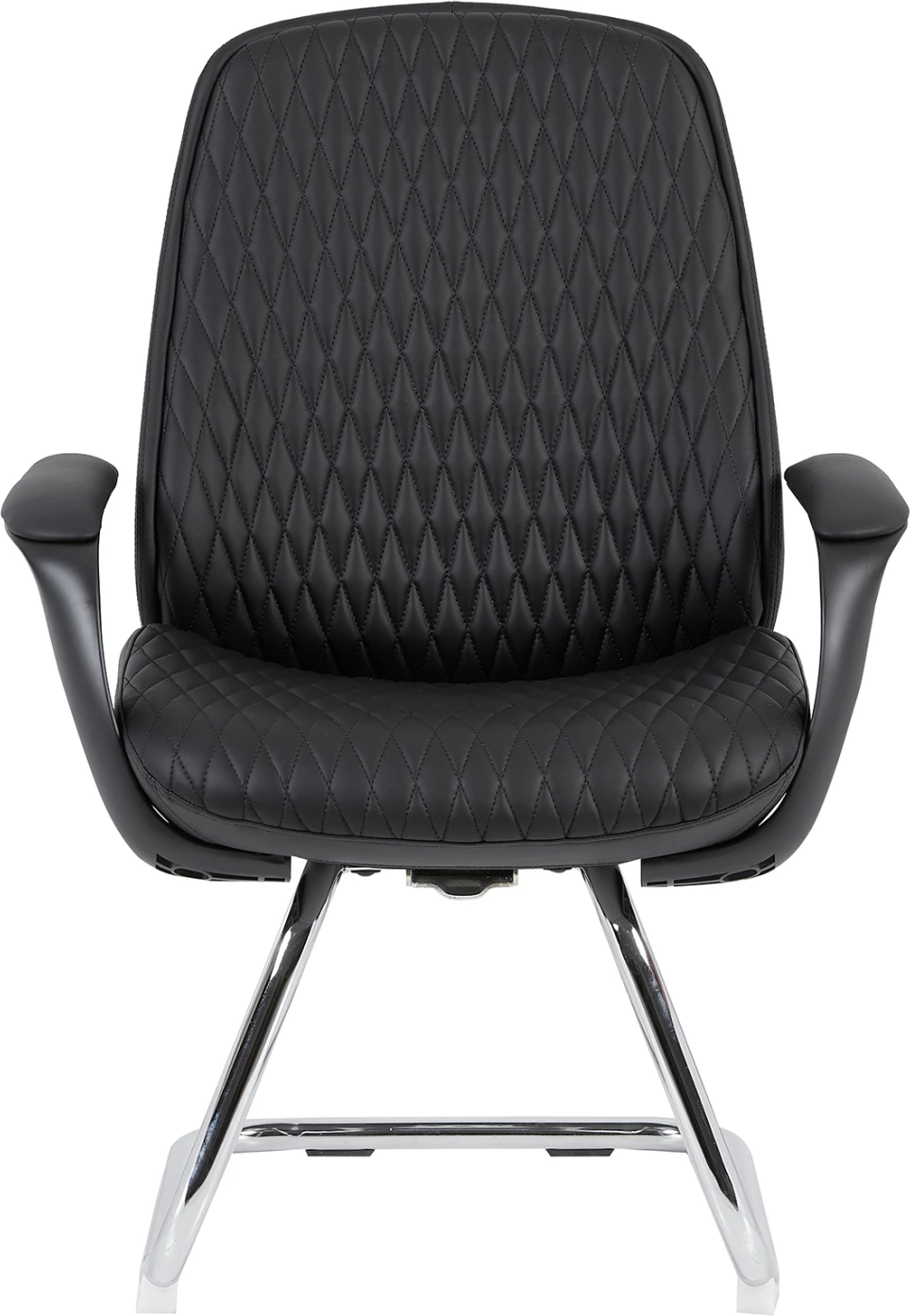 Karrige për vizitorë VELUM-s, FH1235.01, lëkurë sintetike PU e zezë, bazë e kromuar, 71x60x100 cm
