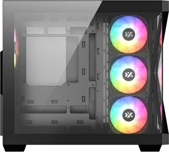 Kasë XYZ PC GEAR Qubex X-CS-QUBEX-B Midi Tower ATX, xham i temperuar, 4x ventilatorë ARGB 120mm, USB Type-C, e zezë
