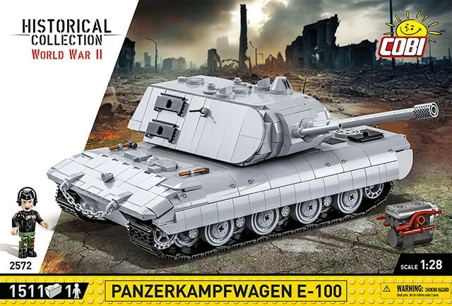 Set blloqesh Cobi Klocki Panzerkampfwagen E-100, 1511 pjesë, me figurë, Gri