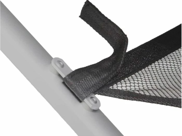 Tavolinë kampingu BRUNNER Titanium Axia 2 0406097N, alumini, e palosshme, lartësi e rregullueshme, 106x62x72 cm, deri 30 kg, gri/zezë