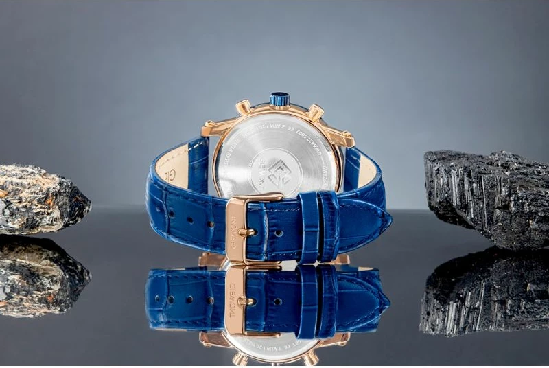 Orë dore meshkuj Giewont GW6260-A5 Copper Blue, rrip lëkure, blu