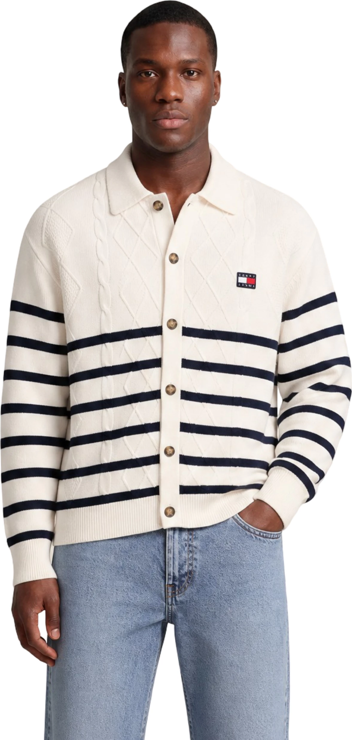 Xhemper për meshkuj Tommy Hilfiger Jeans DM0DM23210, i bardhë