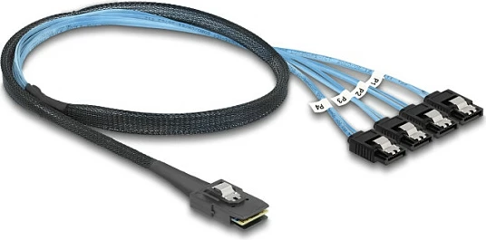 Kontroller M.2 DeLOCK 64260, M.2 2242 në Mini-SAS me 4x SATA 6Gb/s, i zi