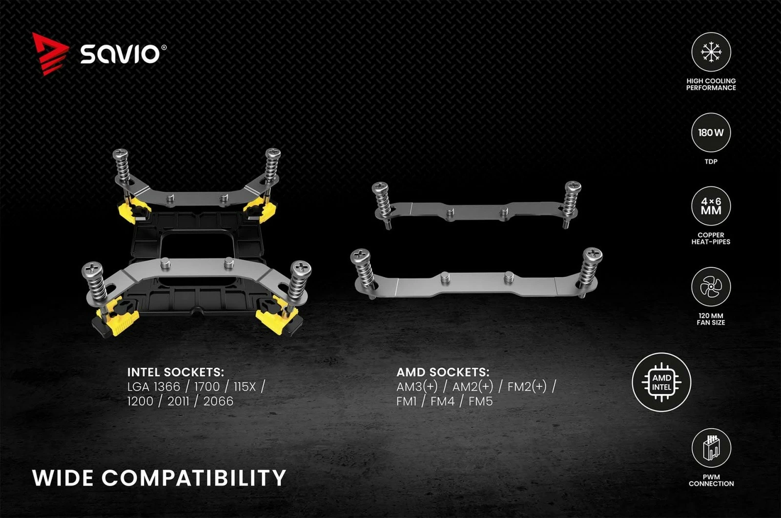 Kasë ftohëse procesori Savio Vortex X2 ARGB, 120 mm, 4 heatpipe, ARGB